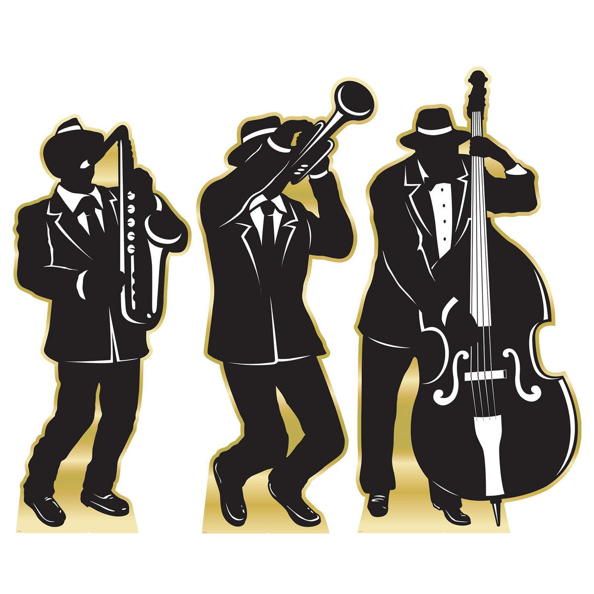 Beistle Life-Size Cardboard Great 20&#39;s Jazz Band Silhouette Stand-Ups for 1920&#39;s Prom Décor, Photo Backdrops
