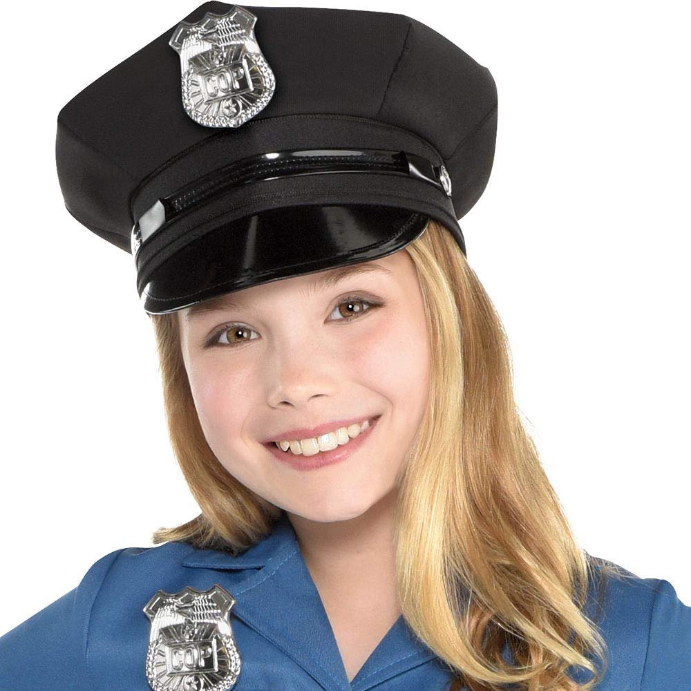 Amscan Police Dress Halloween Costume for Girls, Includes Belt and Hat
