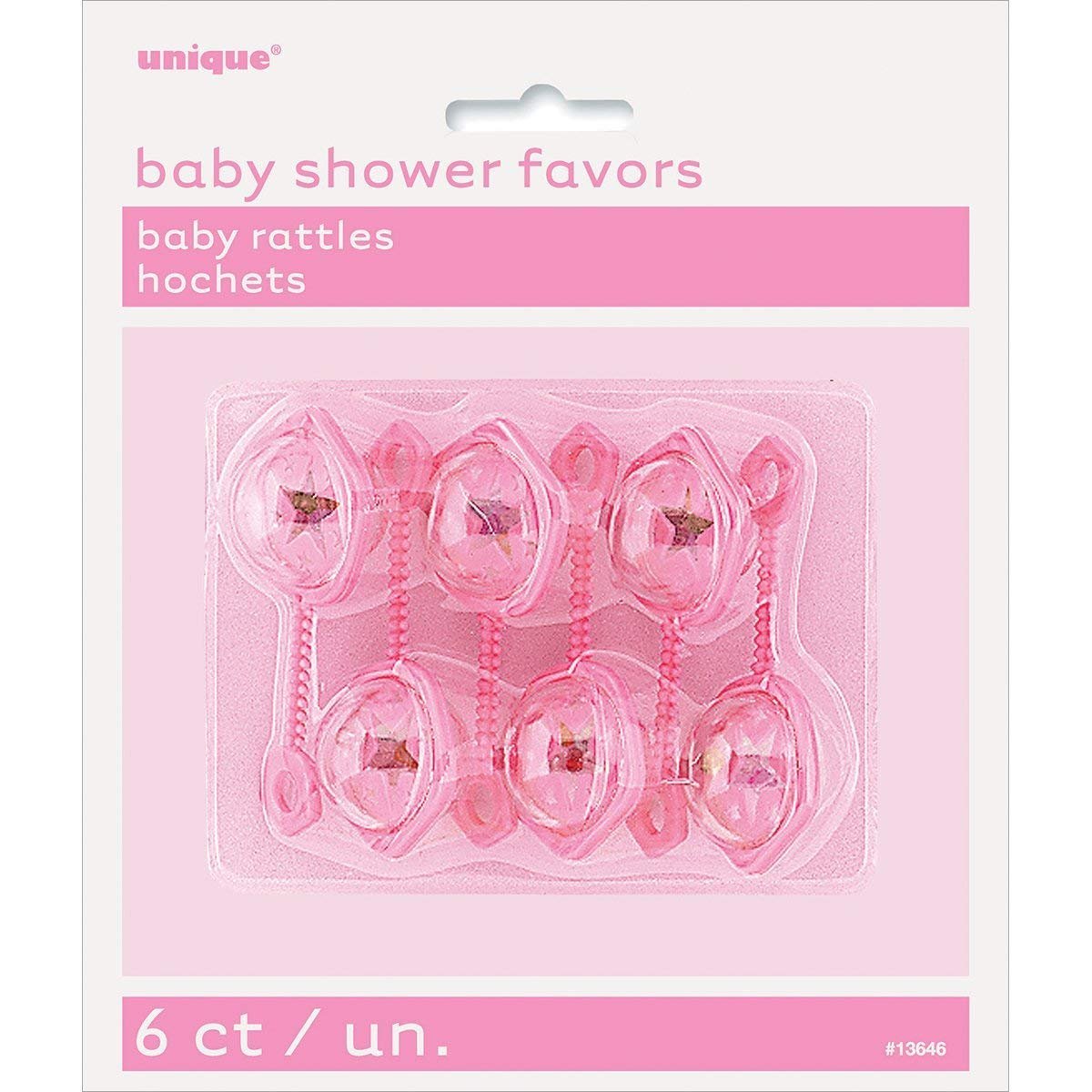 Adorable Pink Baby Rattles (6cm) 6 Count - Party Favors for Baby Showers &amp; Celebrations