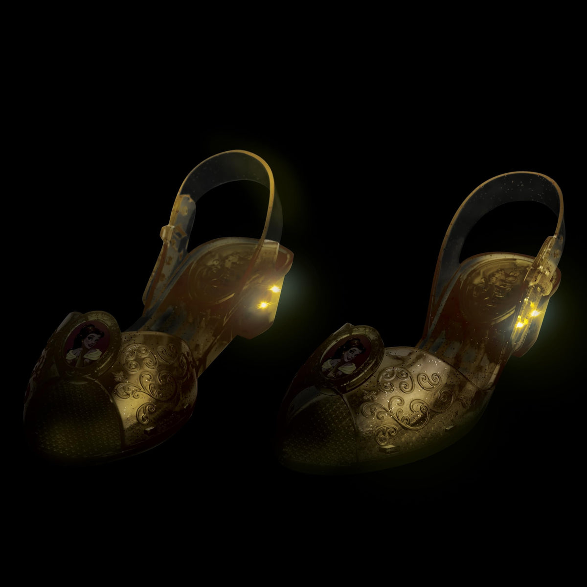 Belle Light Up Shoes, Official Disney Princess Light-Up Costume Shoes with Belle Emblem, Kids Size 11/12 Medium