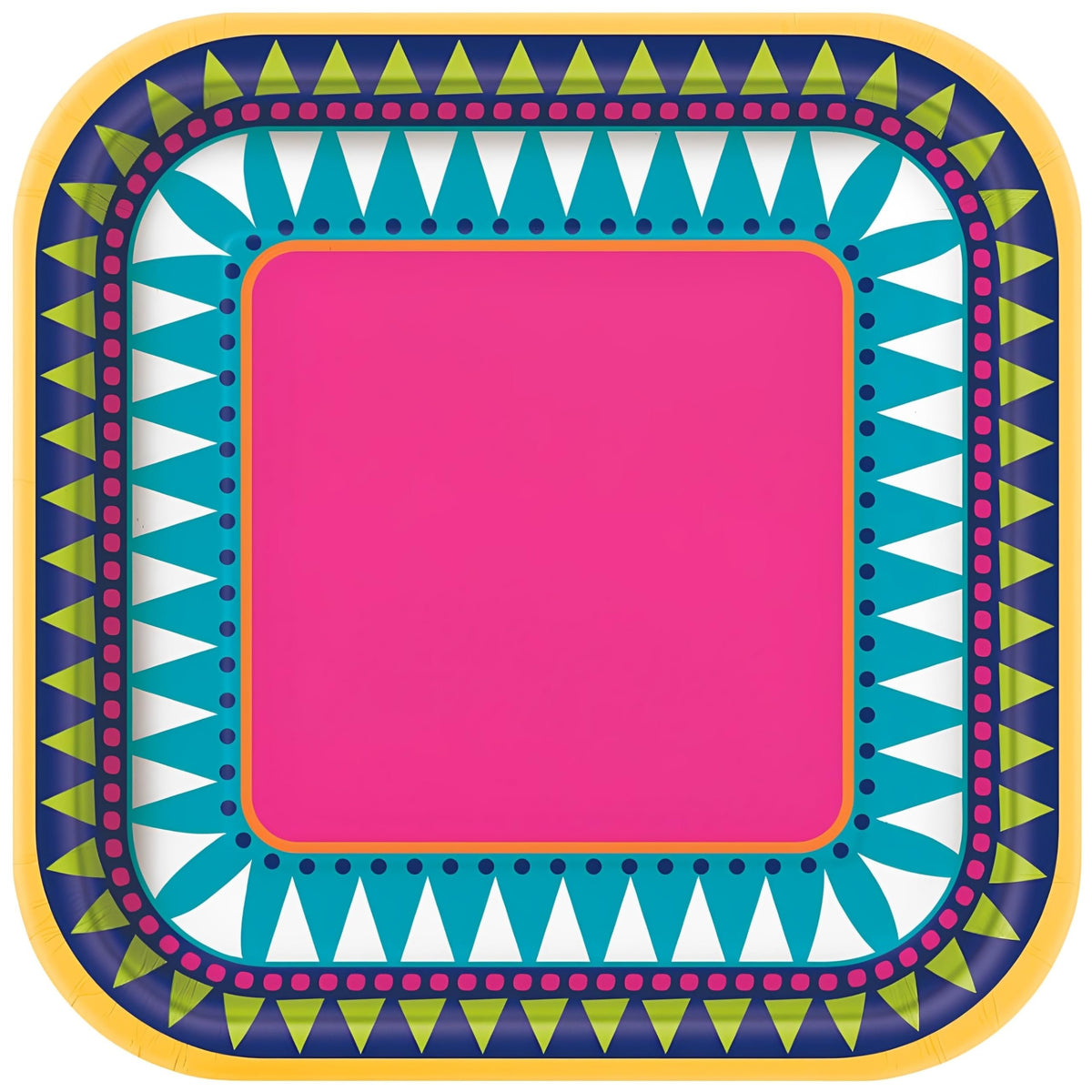 Boho Fiesta Square Dessert Plates | 7" x 7" | 10 Pcs