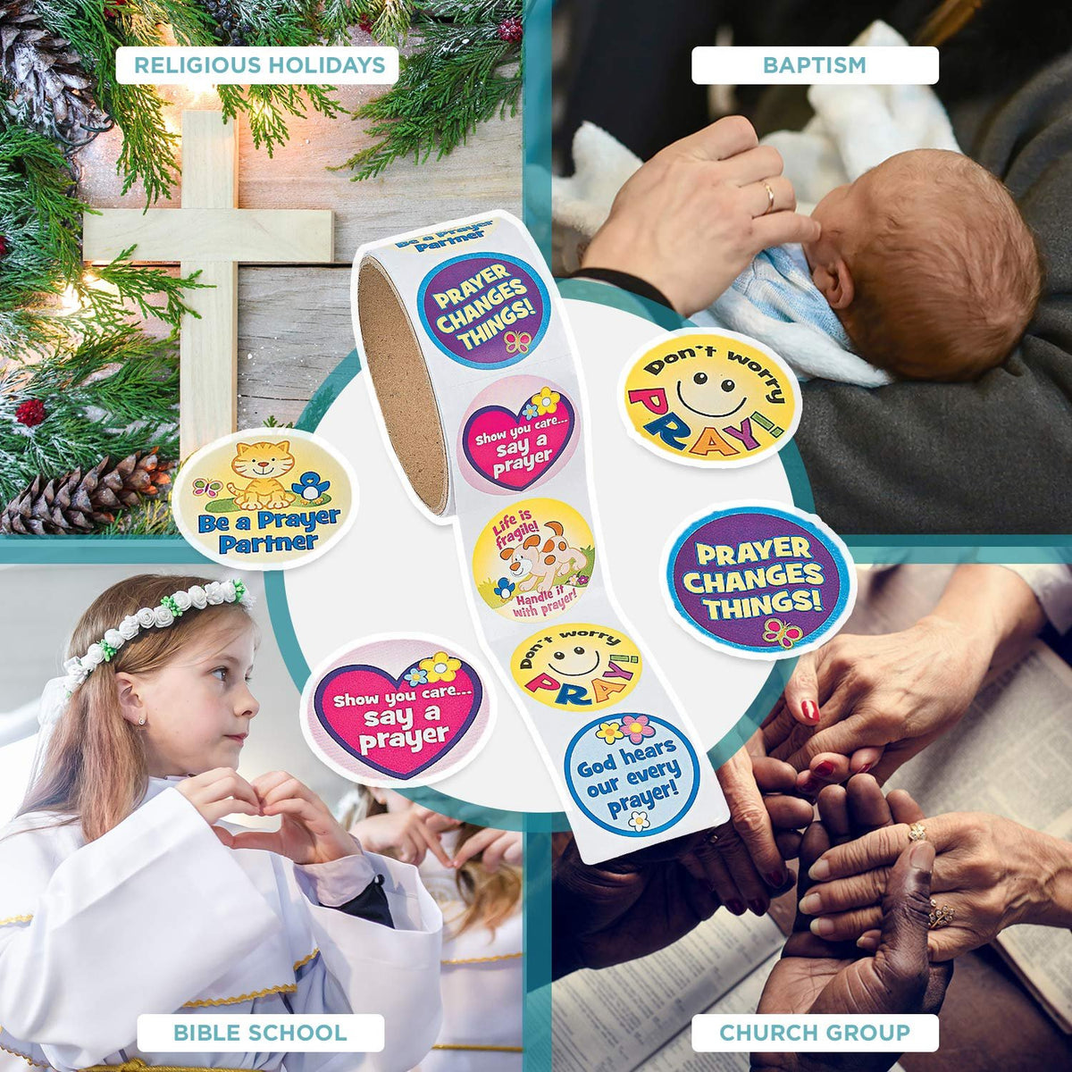 Fun Express - Prayer Stickers - 100 ct - Stationery - Stickers - Stickers - Roll - 1 Piece