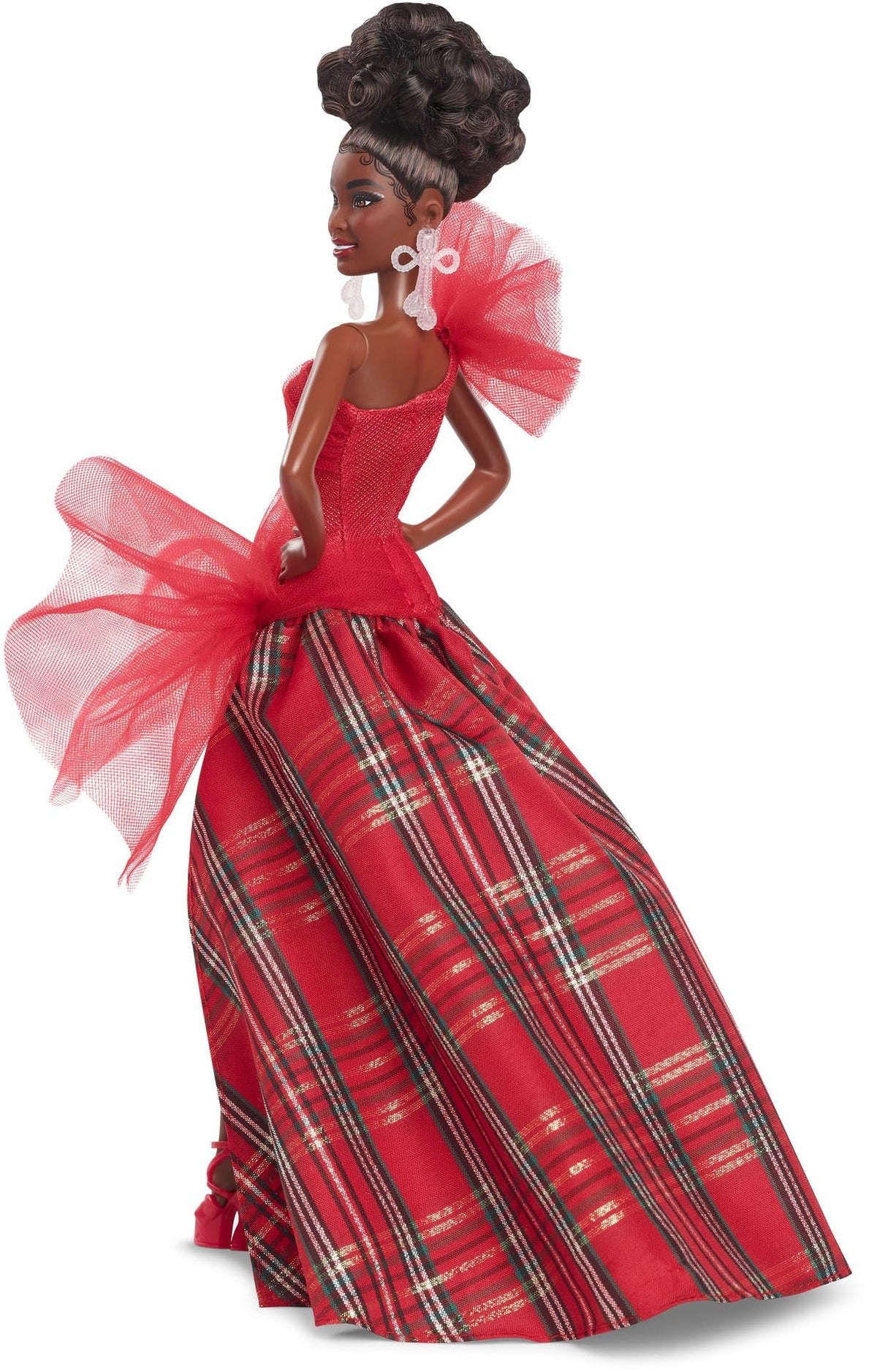 Barbie Signature Doll, 2024 Holiday Blonde Fashion Doll Wearing Gown with Plaid Skirt
