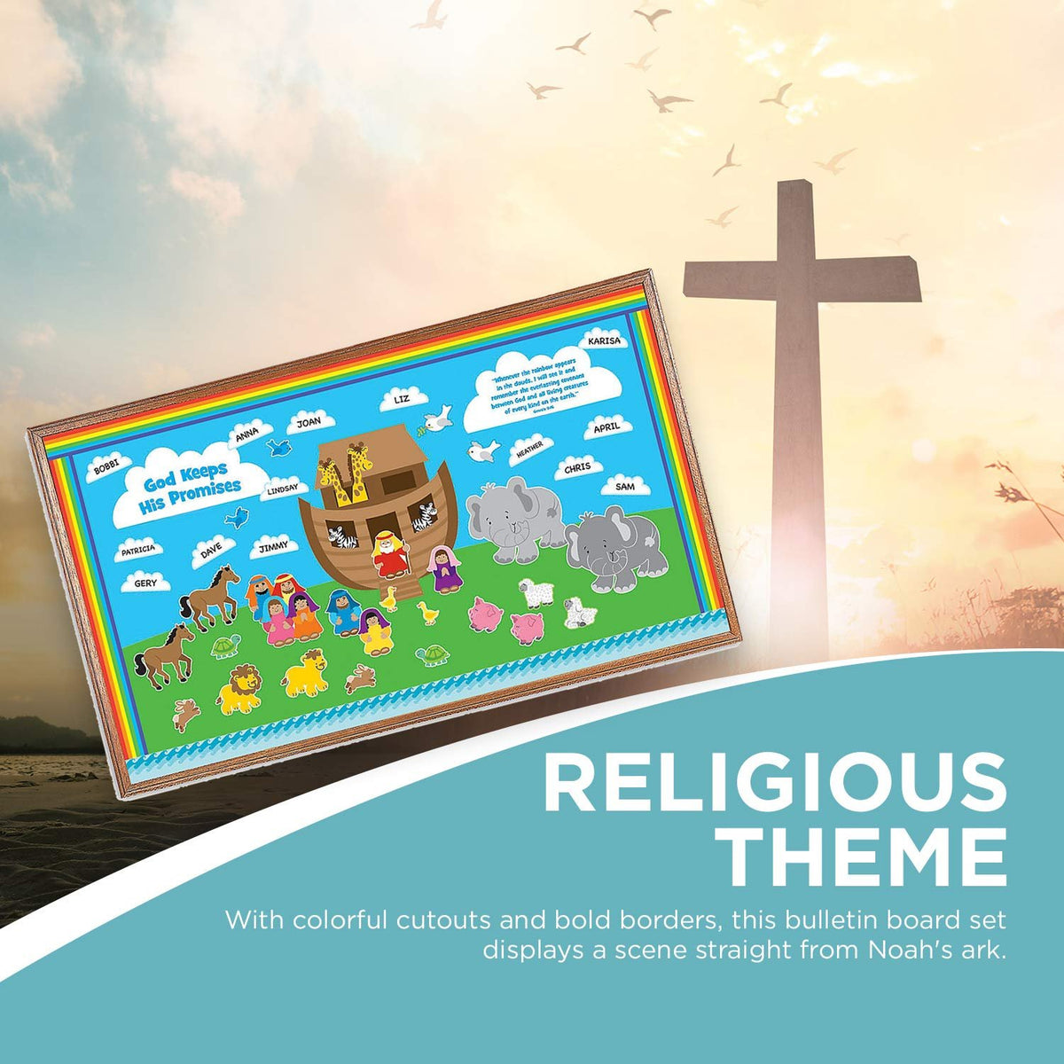Noah's Ark Bulletin Board Set (91 Pieces) Sunday School Decor and Classroom Supplies