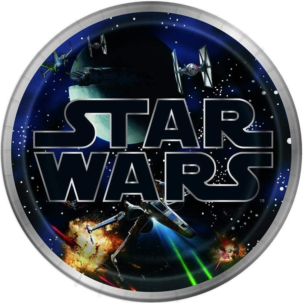 Multicolor Star Wars Classic Round Dinner Plates (9") 8 Count - Iconic & Eco-Friendly Material, Perfect for Every Galactic Gathering, 7"