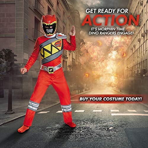 Medium (7-8) Red Power Rangers Costume for Kids. Official Licensed Red Ranger Dino Charge Classic Power Ranger Suit with Mask for Boys &amp; Girls, Large (10-12)
