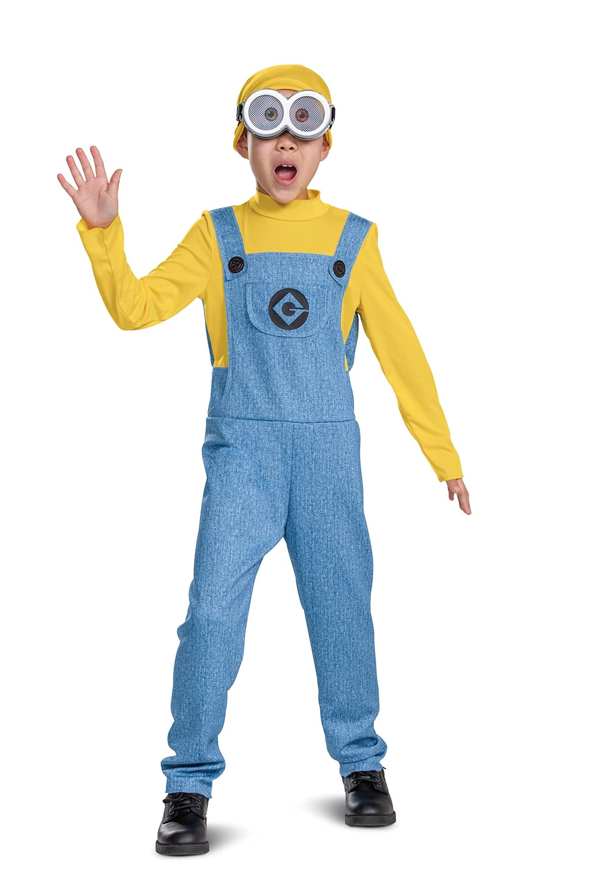 Bob Minions Costume for Kids, Official Minion Jumpsuit Outfit with Goggles and Hat, Classic Size Small (4-6)