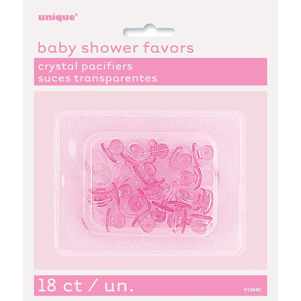 Pink Acrylic Crystal Pacifier Favors - 18 Pieces, 1'' - Adorable Party Decorations for Baby Showers and Gender Reveals