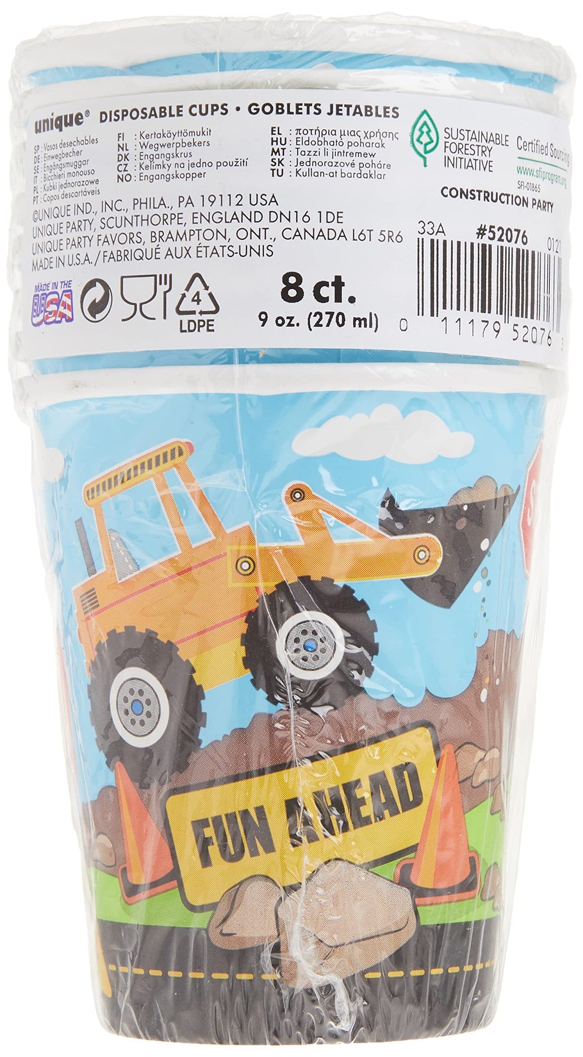 Unique Construction Truck Luncheon Paper Napkins, 6.5" x 6.5", Multicolor