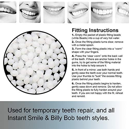 Billy Bob Replacement Thermal Adhesive Fitting Beads for Fake Teeth Package of 2
