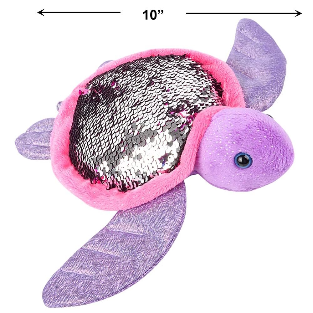 Rhode Island Novelty Charming Sequin Sea Turtle - 10" (1 Pc.) - Flip Sequin Design, Ideal Display Item & Gift for Kids