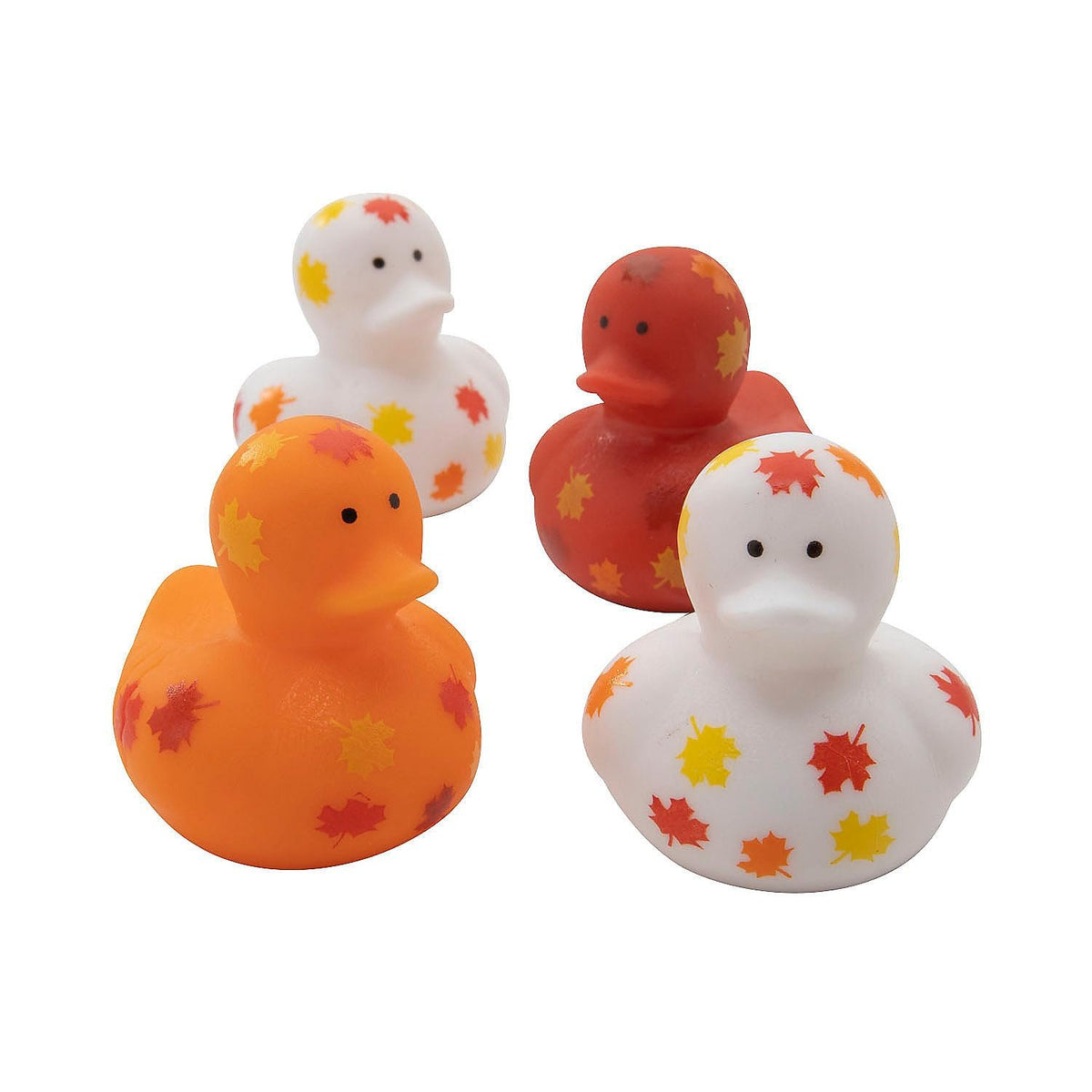 Fun Express Mini Fall Leaf-Printed Rubber Ducks - 24 Pc