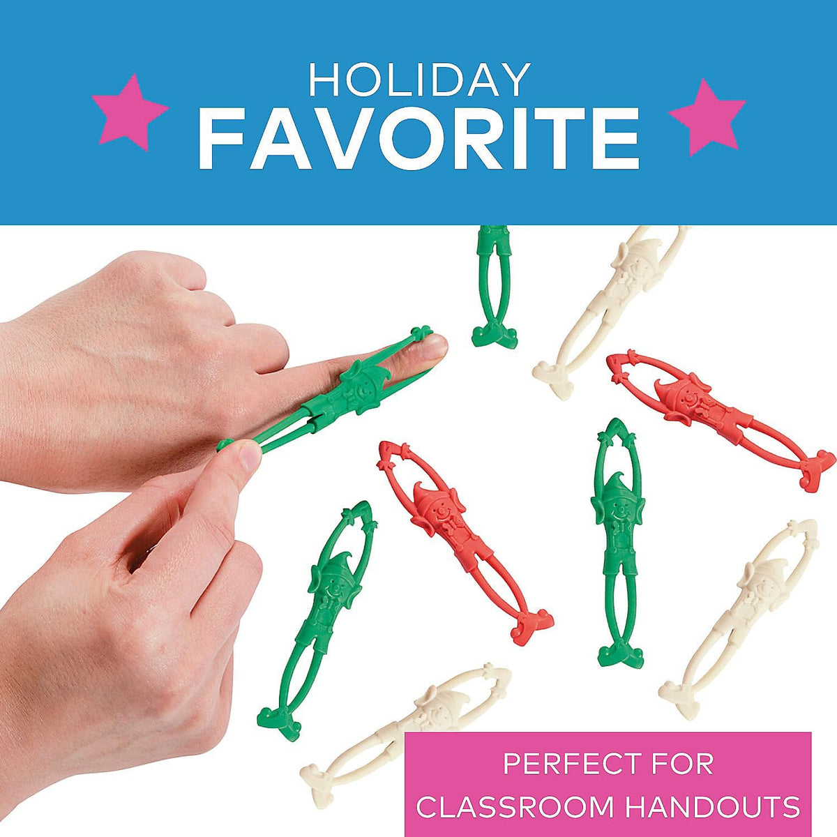 12 ~ Flying Christmas Elves ~ Approx. 3.5" ~ Stretchy ~ New / Individually Packaged ~ Stocking Stuffers