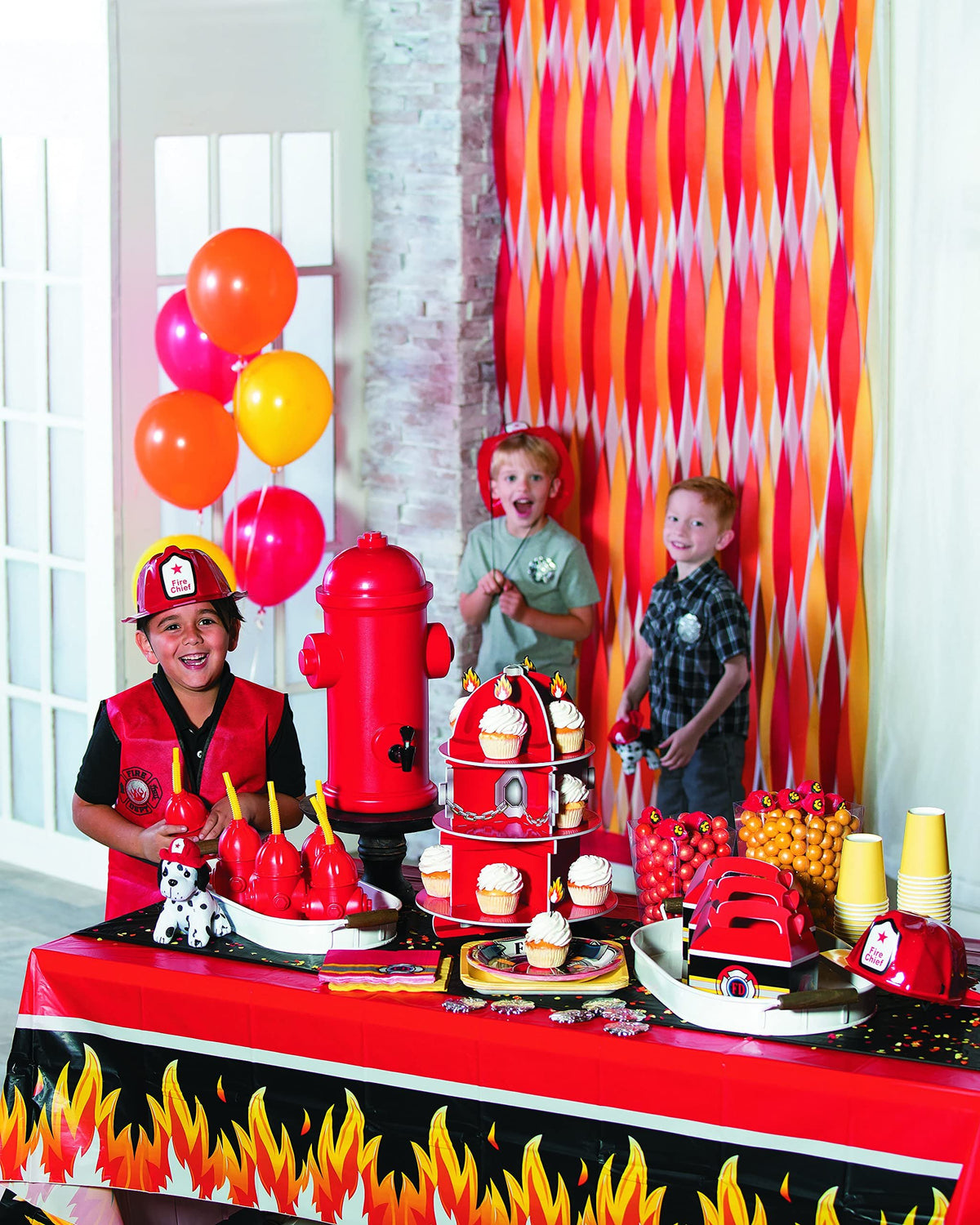 Fun Express Fire Hydrant Cupcake/Dessert Holder (3 Tiers) | Fire Truck | Fireman | Fire Fighter | Themed Birthday Party Supplies & Decor | Fire Department Event