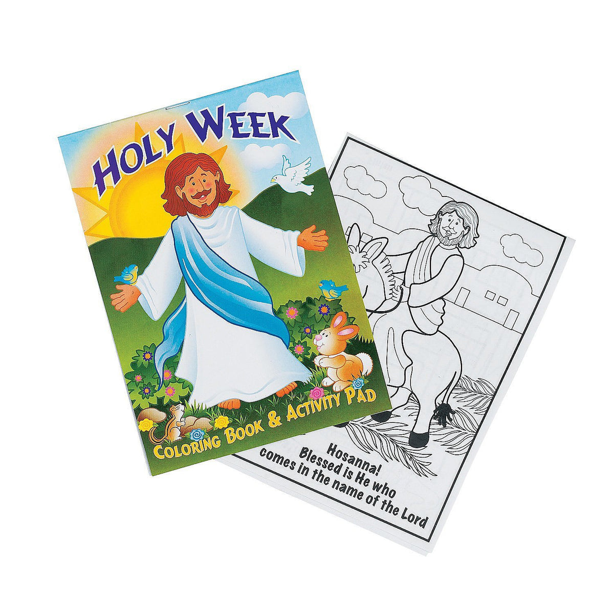 Fun Express Holy Week Activity Pads for Easter - Bulk Set of 24 - Each book has 12 pages of coloring activities, puzzles and games