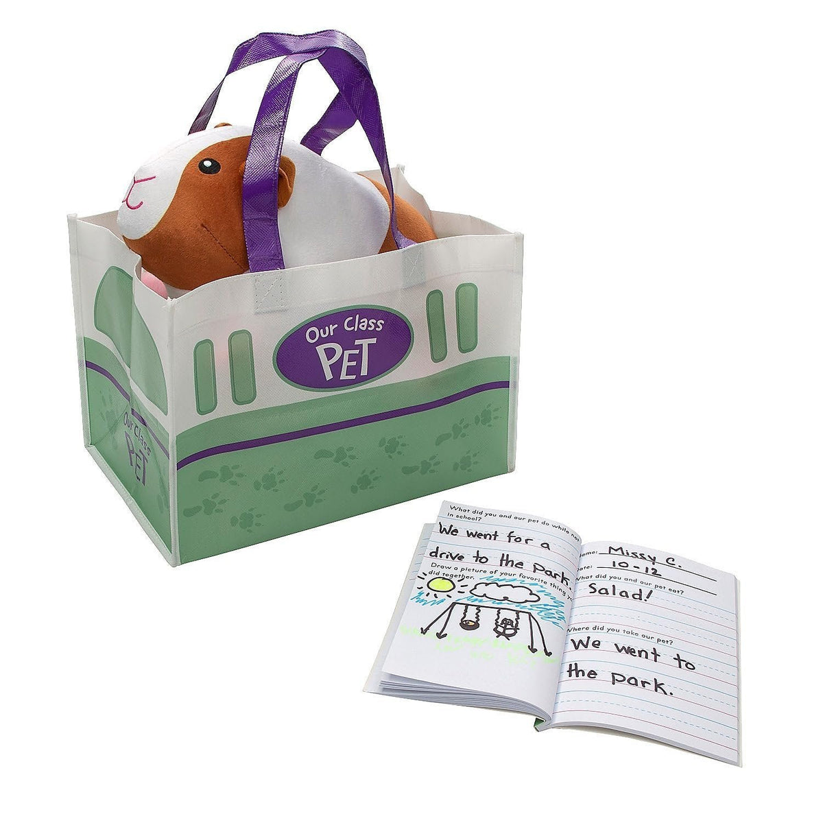 Fun Express Classroom Pets Take-Home Pet, 3 Piece Set, Guinea Pig, Journal and Tote Included, Great for Classrooms, Churches and Teachers