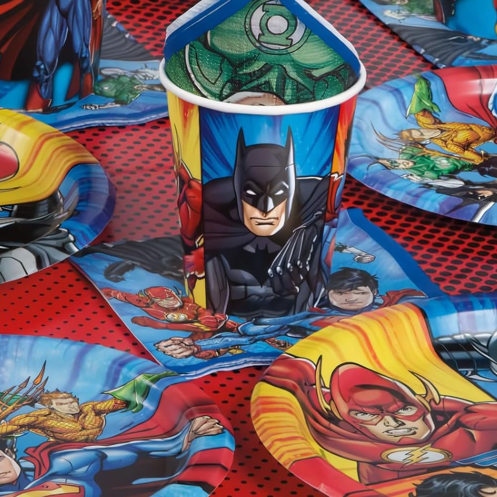 Unique Party Supplies Round Dessert Paper Plates - 7&quot;, Justice League, 8 Pcs