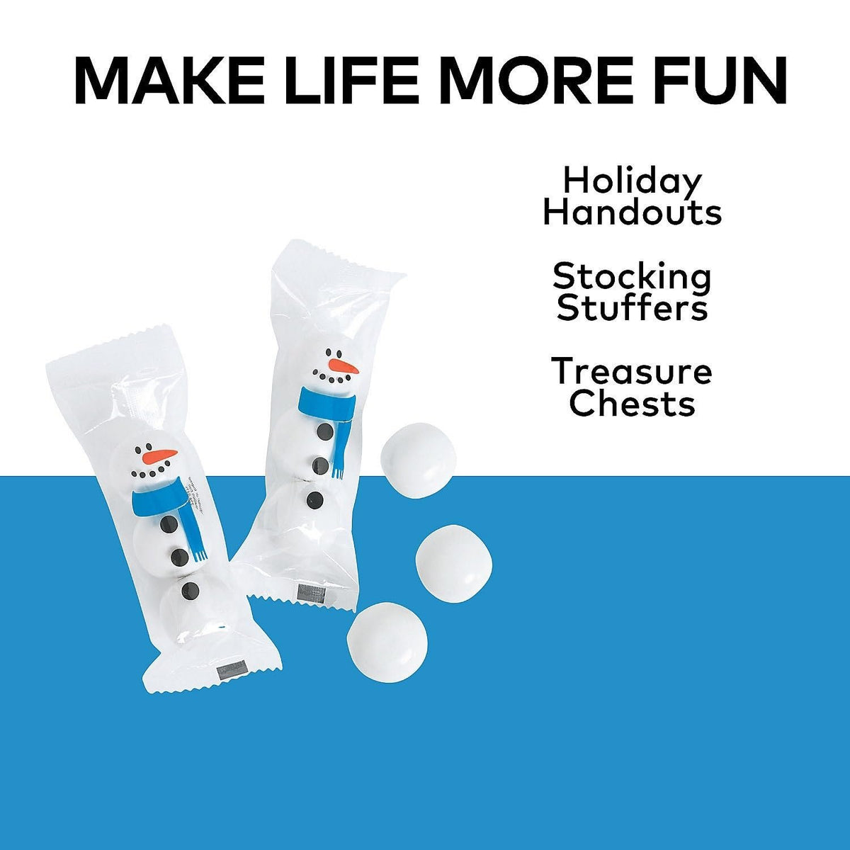 Snowman Gumball Tubes for Christmas - Edibles - Gum - Gumballs & Individually Wrapped - Christmas - 12 Pieces