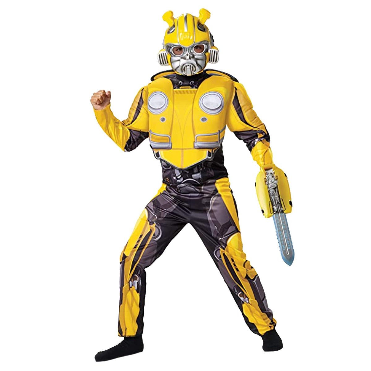 Transformers Bumblebee Costume for Kids. Official Licensed Autobot Yellow Volkswagen Bug Classic Muscle Costume Suit for Boys &amp; Girls, Medium (7-8)