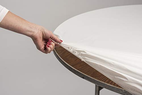 Kwik-Covers 36" Round Fitted Plastic Table Covers, Bundle of 5 (Red)