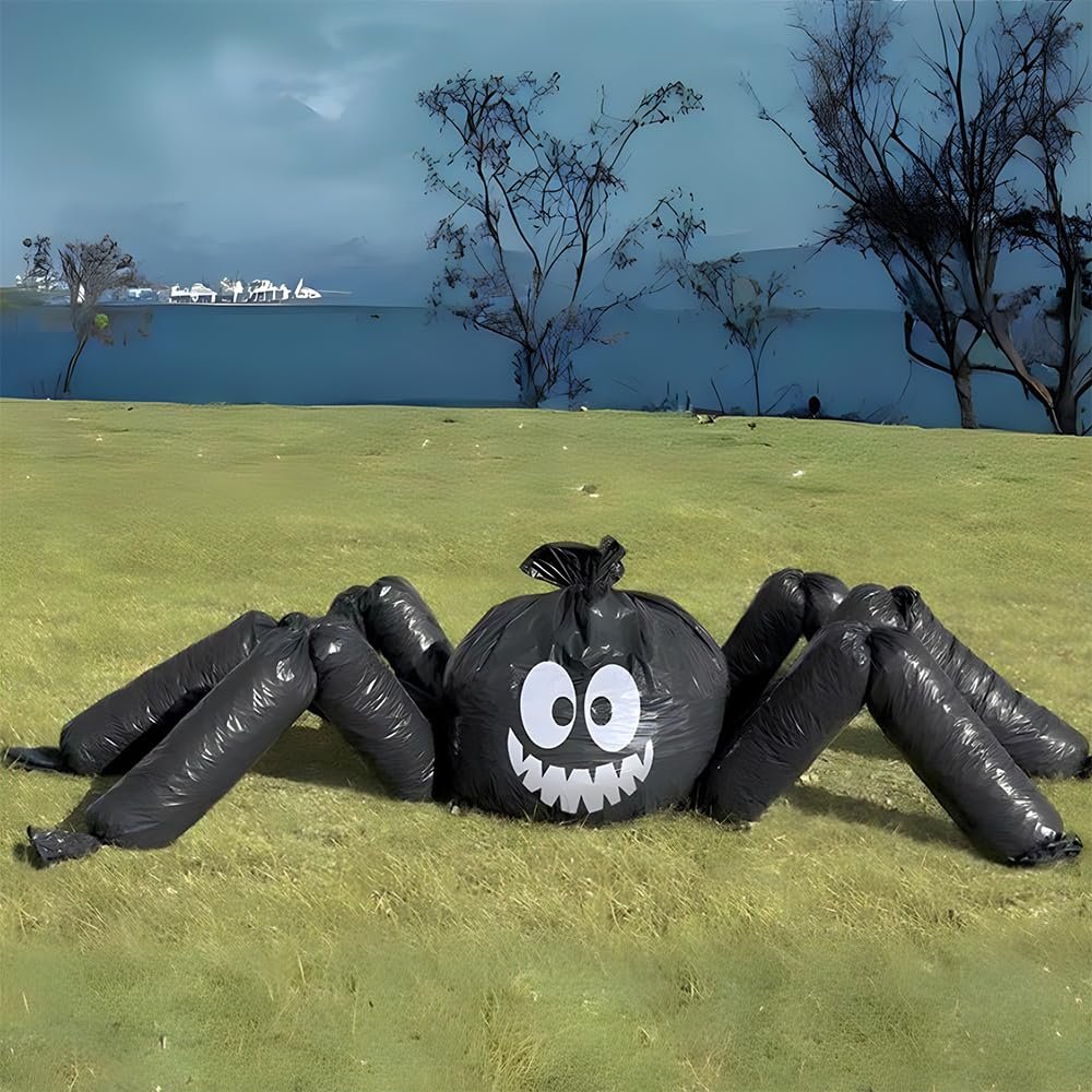 Spooktacular Spider Lawn Bag Decor (Pack of 32) - 30" x 70" - Giant Black & White Bag - Perfect Halloween Display