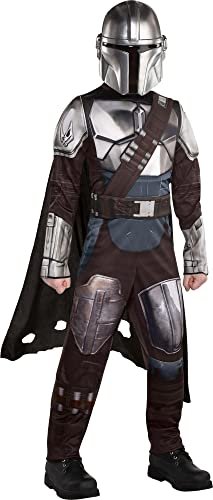 Boys Medium Amscan Mandalorian Muscle Halloween Costume for Children, Includes Mask, Jumpsuit, Belt, Cape
