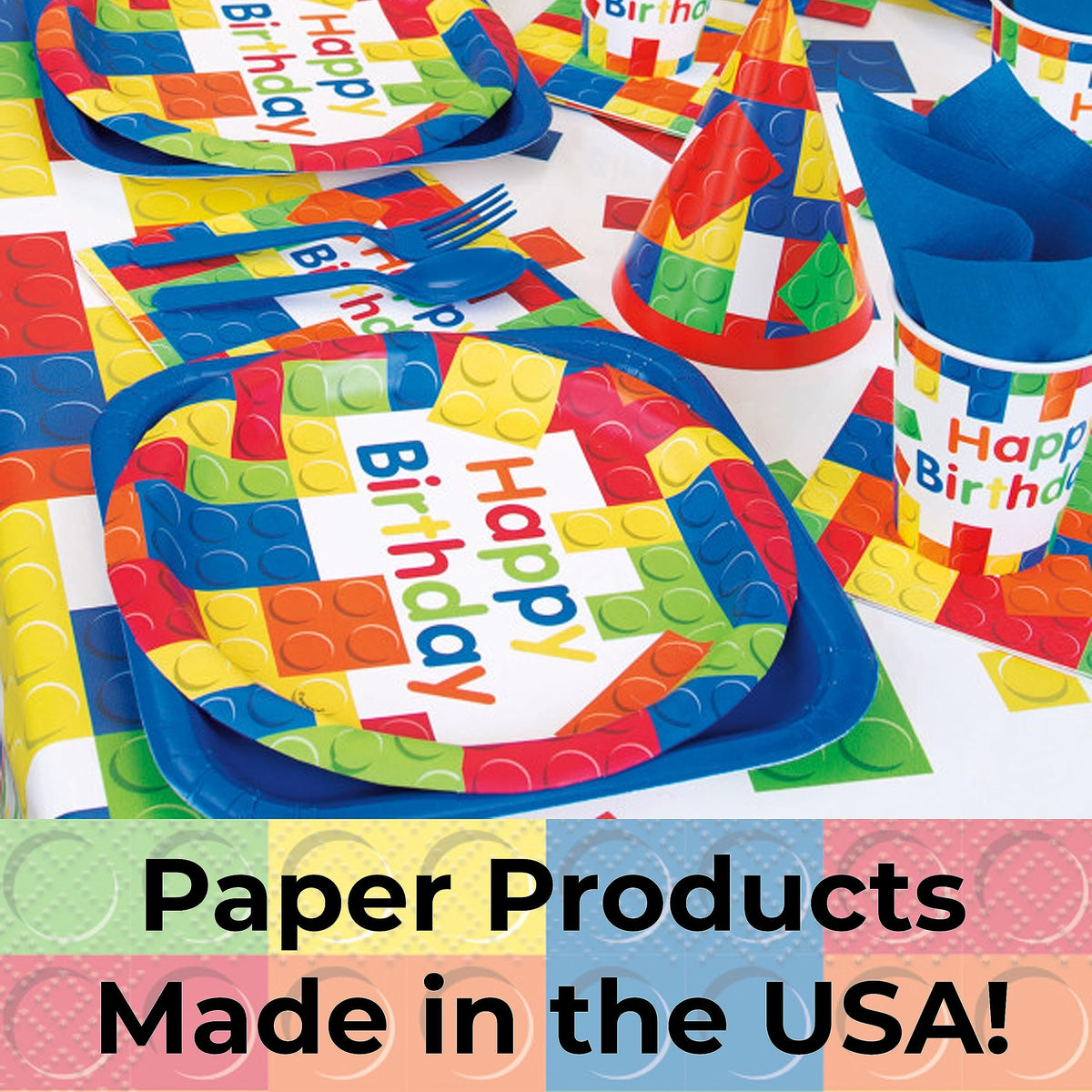 Costume Wizard Building Blocks Party Supplies for 16 Guests - Plates, Napkins, and Party Planner for Kids Birthday with Bright and Colorful Design