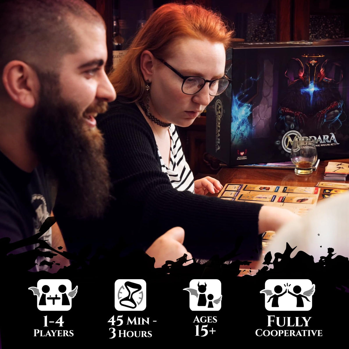 Middara Unintentional Malum: Act 1 (v.1.2) - Fully Cooperative Fantasy Board Game for Friends &amp; Family - Includes 400 Unique Illustrations, 60+ Encounters &amp; More - Dungeon Crawler Game (1-4 Players)