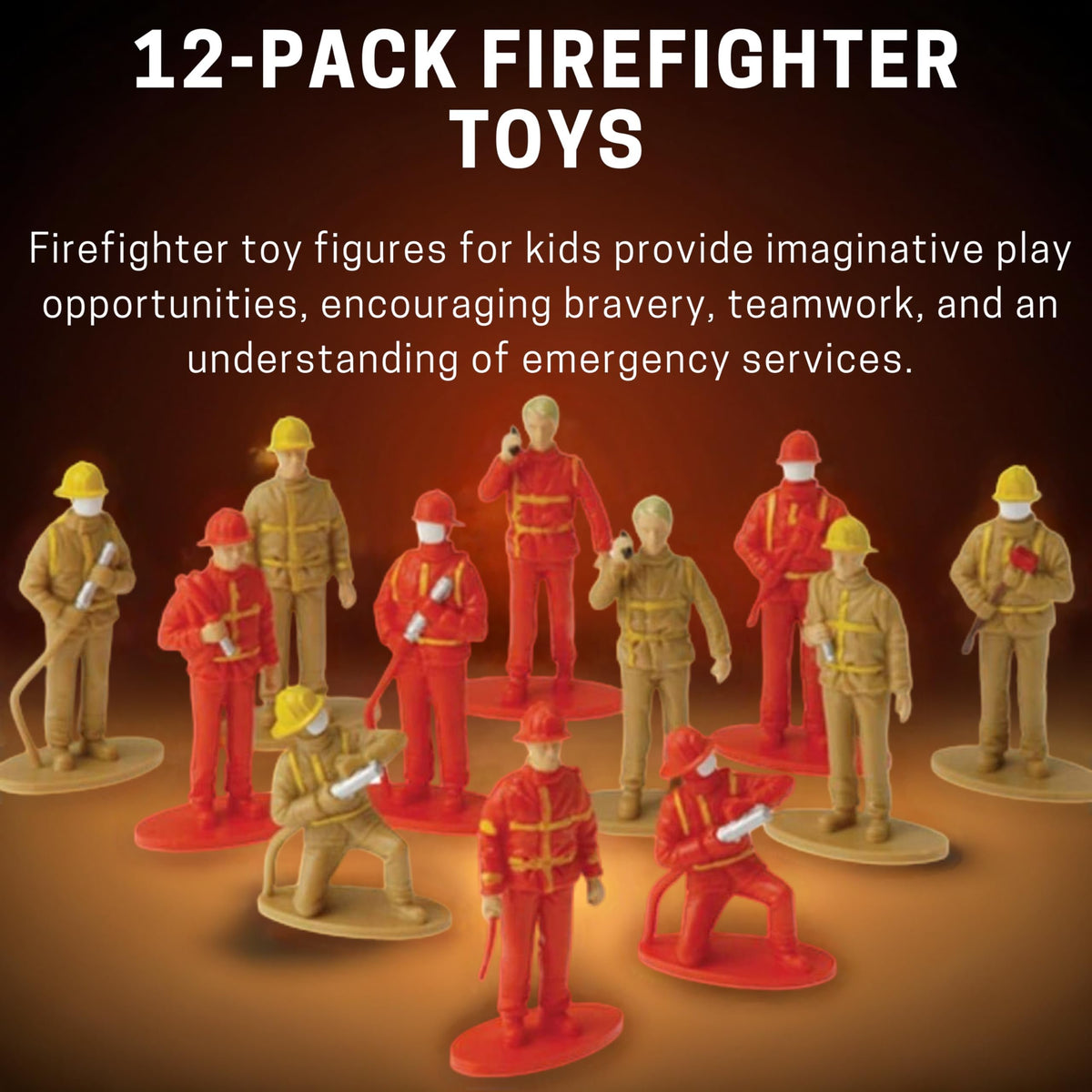U. S. Toy Heroic Firefighter Figures, Fireman Figurines for Pretend Play, Party Favors, Cake Toppers, Birthday Gifts, & More – 12-Pack, 3 Years & Older