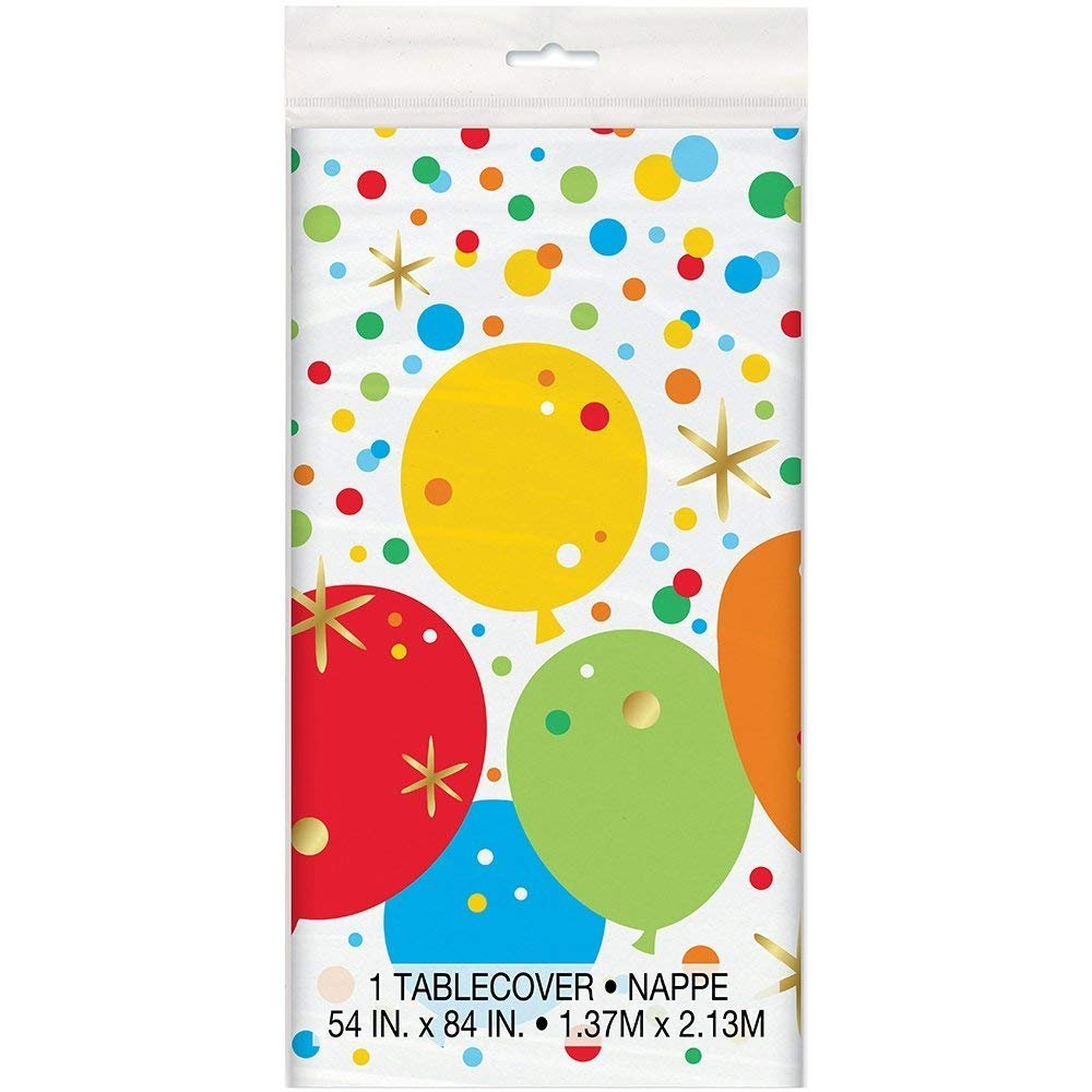 Glitzy Gold Birthday Rectangular Plastic Table Cover - 54" x 84" - Dazzling Celebration Essential - Perfect Party Accessory