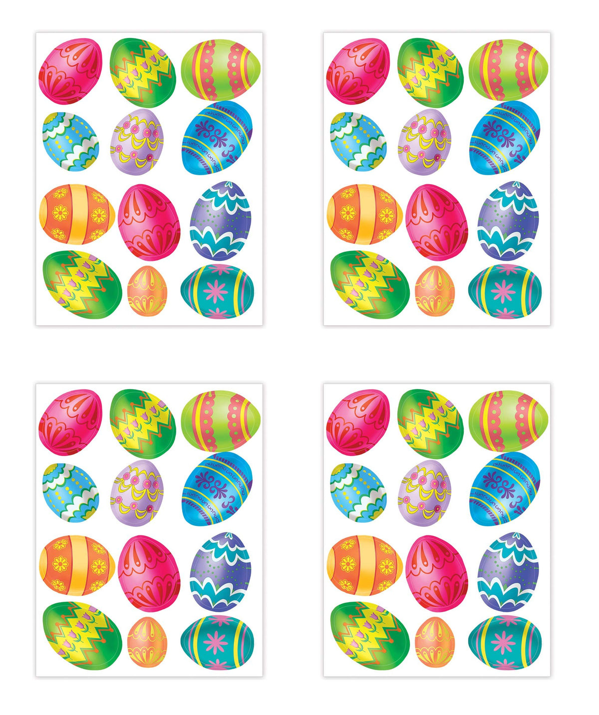 Beistle 44005 Easter Egg Stickers Sheet, 4-3/4 by 7-1/2-Inch Sheet
