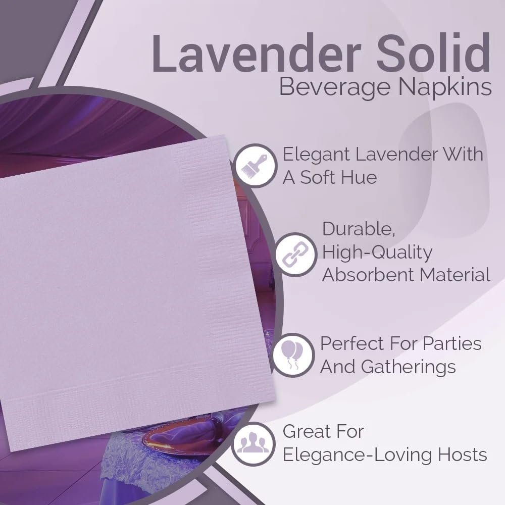 Unique Party 31352 Solid Luncheon Napkins | Classy Lavender Color Theme | 20ct, Pack of 20