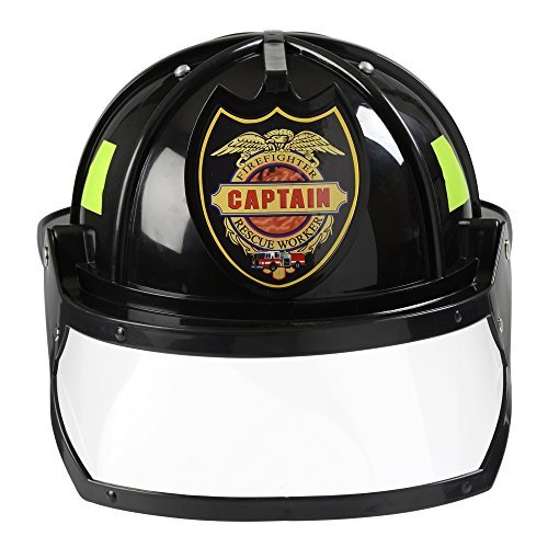 Aeromax Firefighter Helmet with Movable Visor, Black, Adjustable Size