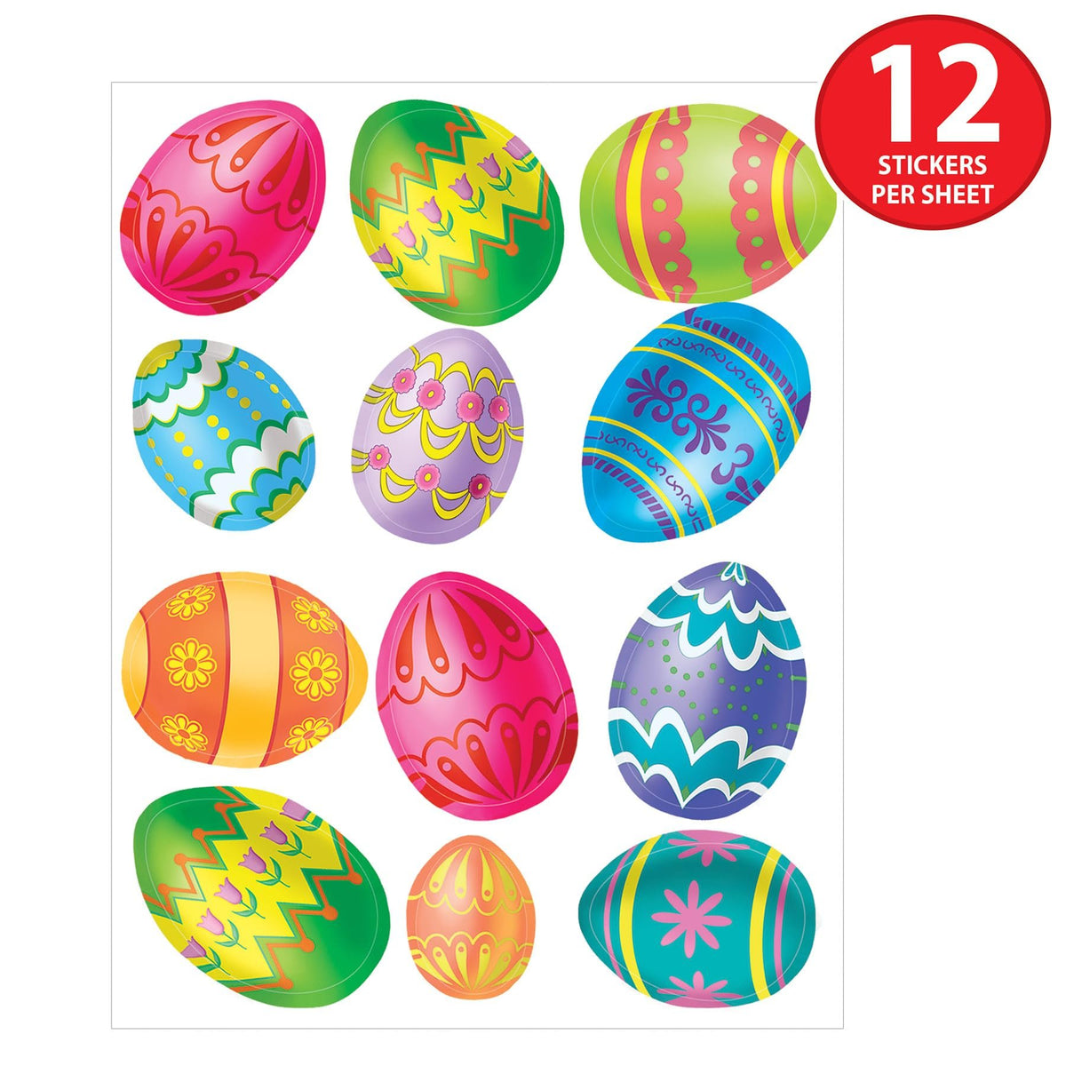 Beistle 44005 Easter Egg Stickers Sheet, 4-3/4 by 7-1/2-Inch Sheet