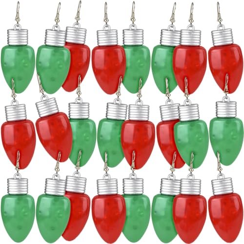 Flashing holiday bulb earrings 2 pairs (1 green pair 1 red )