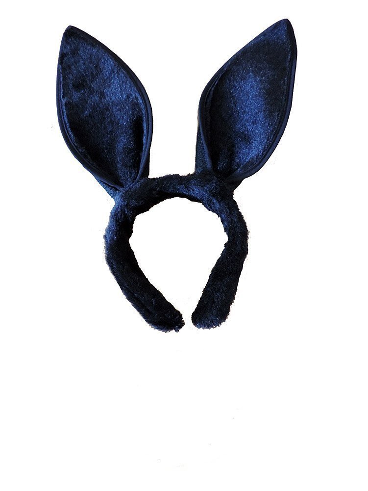 Loftus International Plush Bunny Ears Headband & Fuzzy Tail Costume Set (Black)