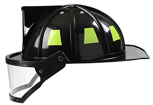 Aeromax Firefighter Helmet with Movable Visor, Black, Adjustable Size