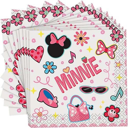 Unique Disney Iconic Minnie Mouse Beverage Paper Napkins | 5" x 5" | 16 Pcs