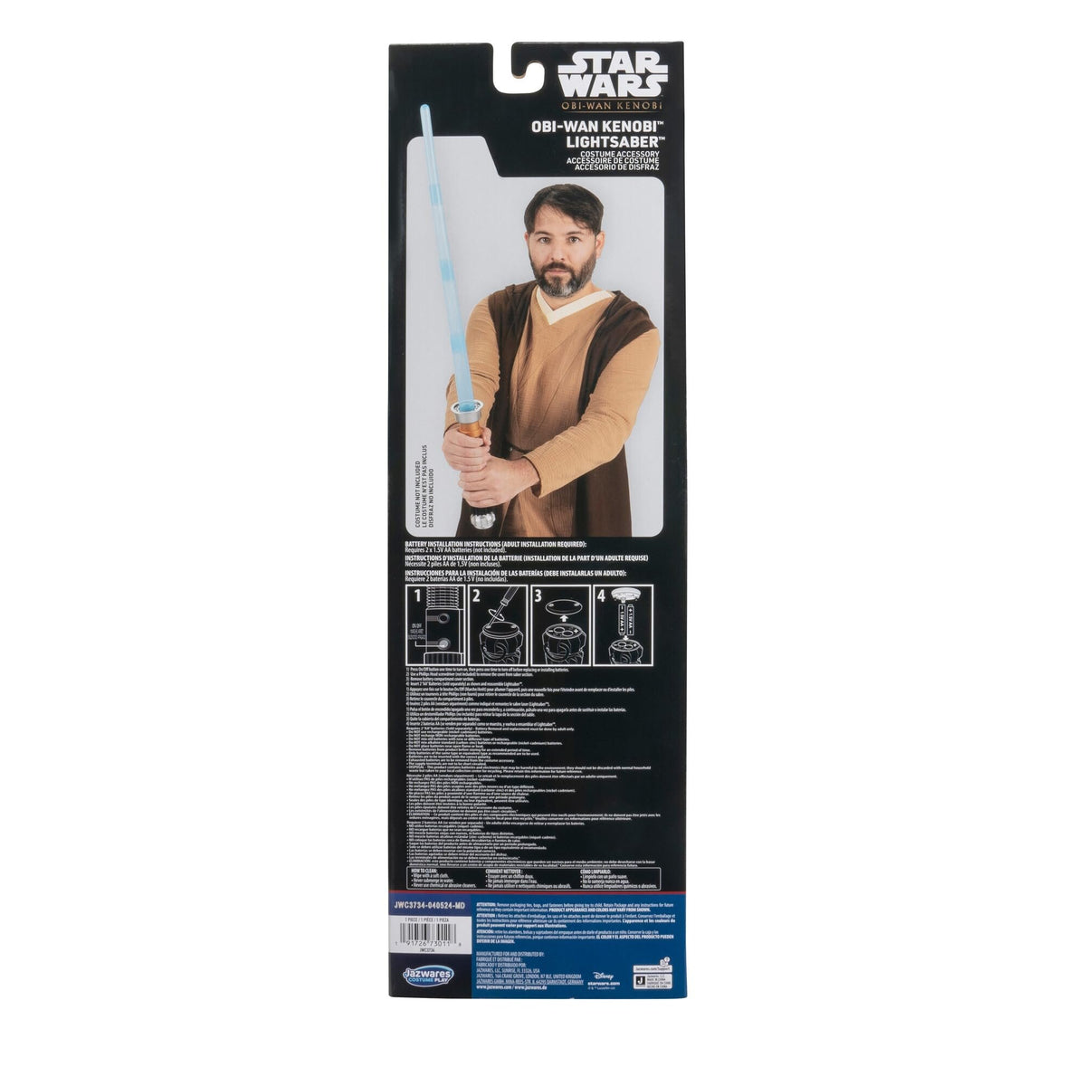 Star Wars OBI-Wan Kenobi Official Halloween Costume Accessory - Light Up Retractable Plastic Saber