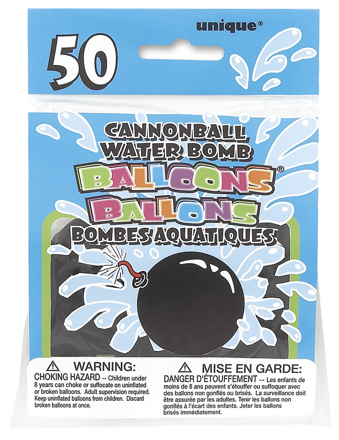 Cannonball-Shaped Black Water Bomb Balloons, 50 Count - Perfect for Epic Summer Battles & Outdoor Fun