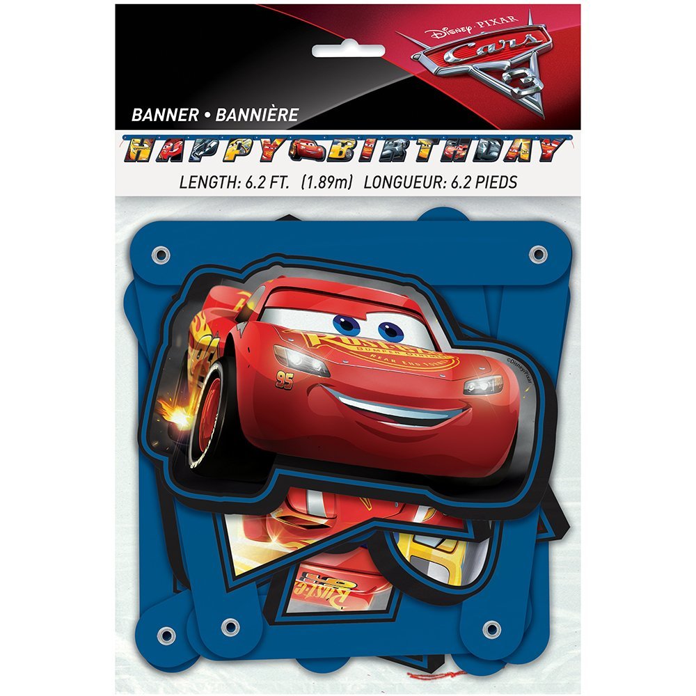 Unique Disney Cars 3 Birthday Jointed Banner - 6.2 Ft, 1 Pc