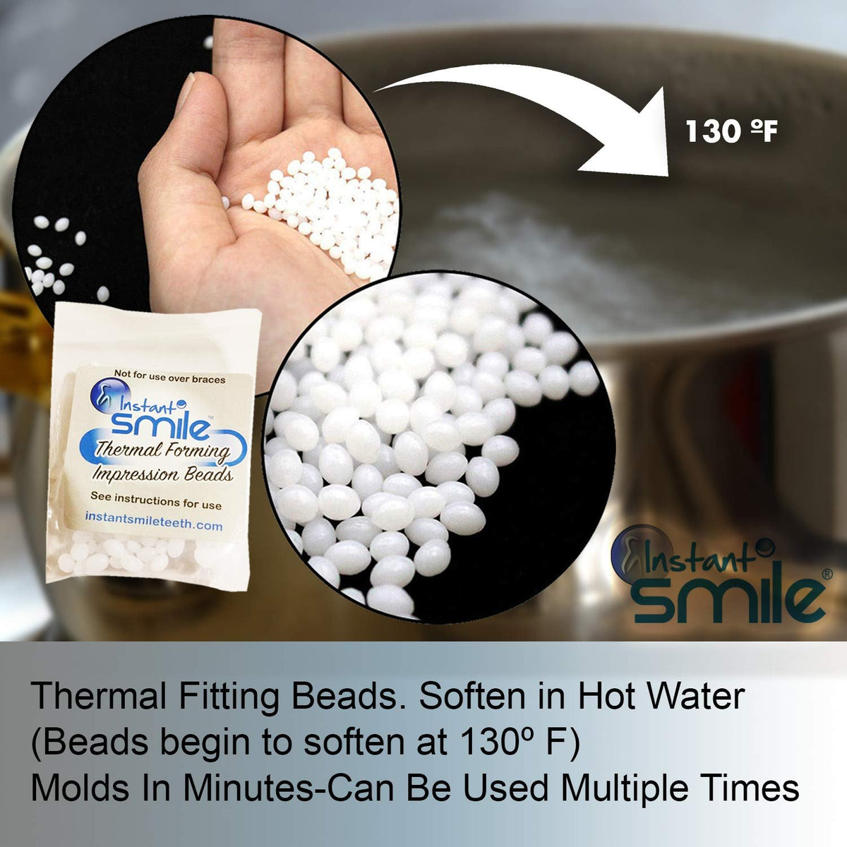 12 Packages of Instant Smile Billy Bob Replacement Thermal Adhesive Fitting Beads for Fake Teeth