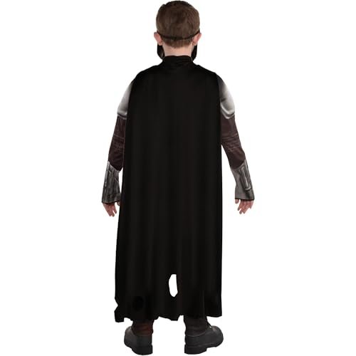 Boys Medium Amscan Mandalorian Muscle Halloween Costume for Children, Includes Mask, Jumpsuit, Belt, Cape
