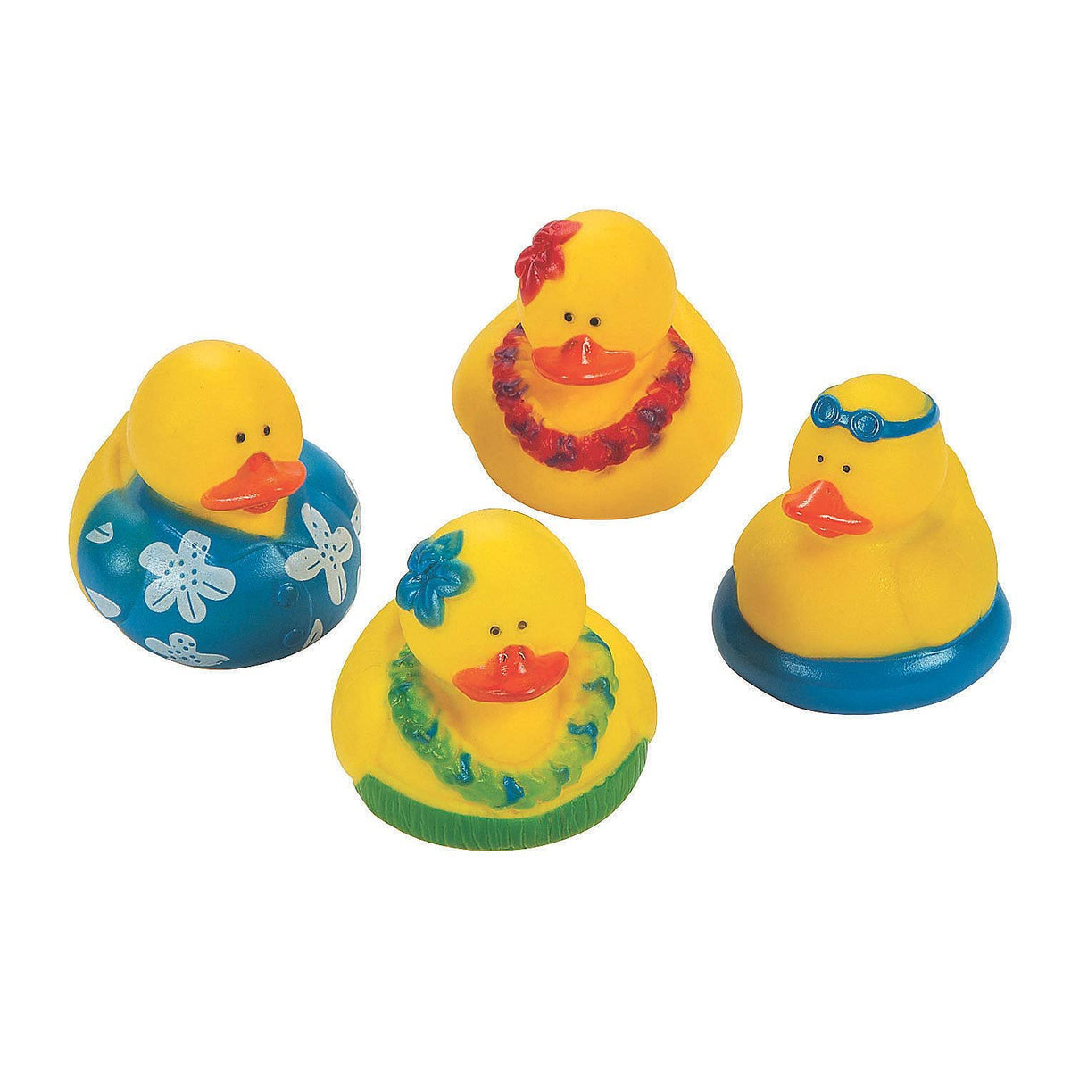 Beach Rubber Duckies - Set of 12 fun Hawaiian Rubber Ducks for Car Decor and Tiki and Luau Party Favors