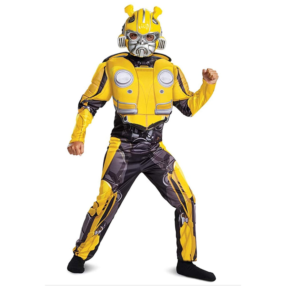 Transformers Bumblebee Costume for Kids. Official Licensed Autobot Yellow Volkswagen Bug Classic Muscle Costume Suit for Boys &amp; Girls, Medium (7-8)