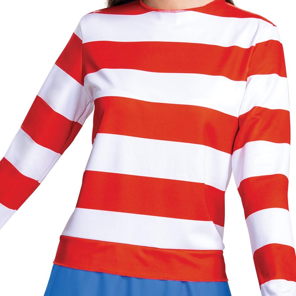 Disguise Women's Wheres Waldo Halloween, Official Adult Wenda Costume Set with Shirt and Skirt Outfit, Multicolored, Plus (18-20)