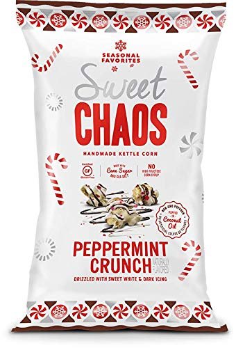 KLN (1) bag Sweet Chaos Handmade Kettle Corn - Peppermint Crunch Flavor - Holiday Candy - Made with Cane Sugar and Sea Salt - Net Wt. 1.5 oz