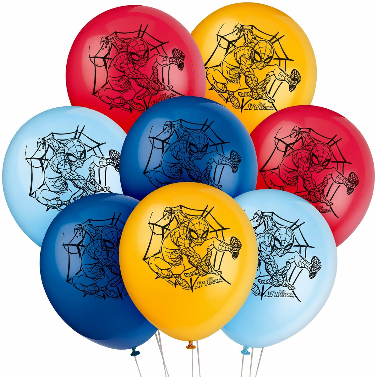 Spider-Man Party Latex Balloons - 12&quot; | Assorted Colors | 8 Pcs