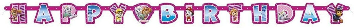 Multicolor Paw Patrol Girl Large Jointed Paper Banner (6.5 Ft) 1 Count - Adorable Design & Easy Assembly, Perfect For Parties & Events