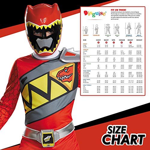 Medium (7-8) Red Power Rangers Costume for Kids. Official Licensed Red Ranger Dino Charge Classic Power Ranger Suit with Mask for Boys &amp; Girls, Large (10-12)